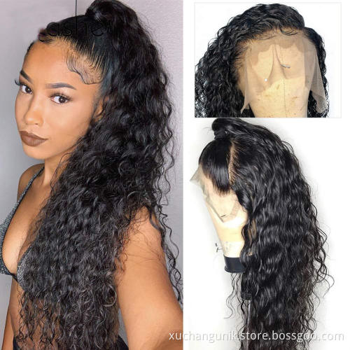 Uniky Brazilian 100% Virgin Water Wave Human Hair 4*4 Lace Frontal Virgin Human Hair Wig with Fast Shipping
